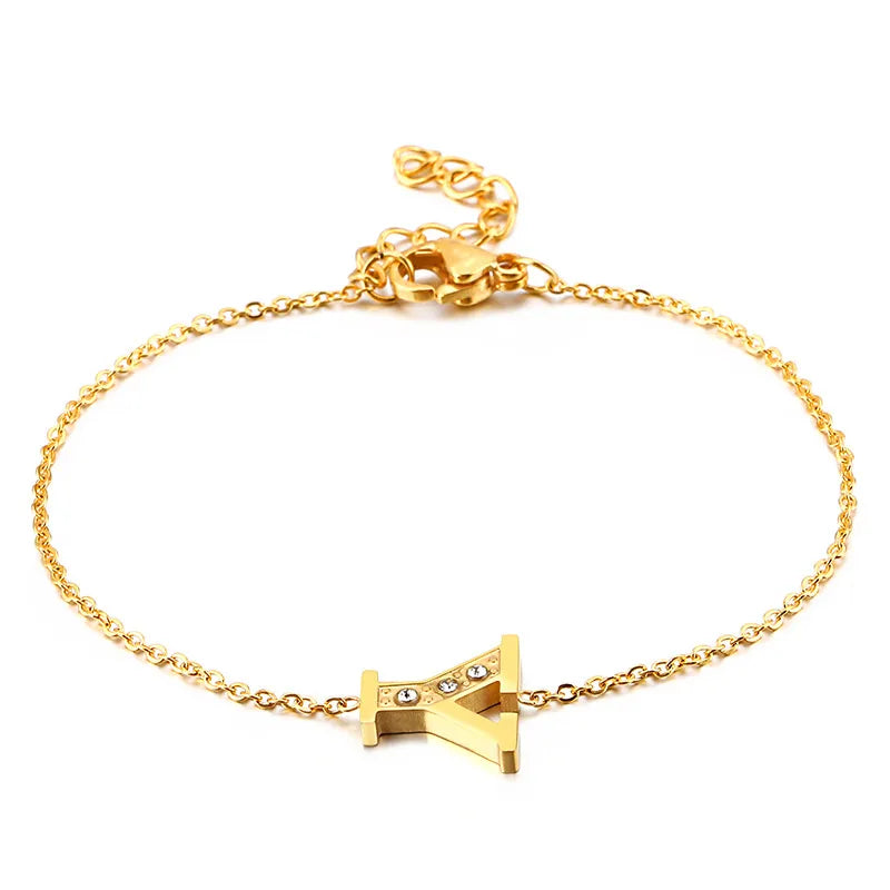Fashion Letter Titanium Steel 18K Gold Plated Bracelets In Bulk