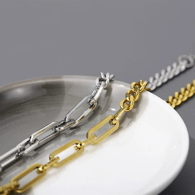 Hip-Hop Geometric Titanium Steel 18K Gold Plated Bracelets In Bulk
