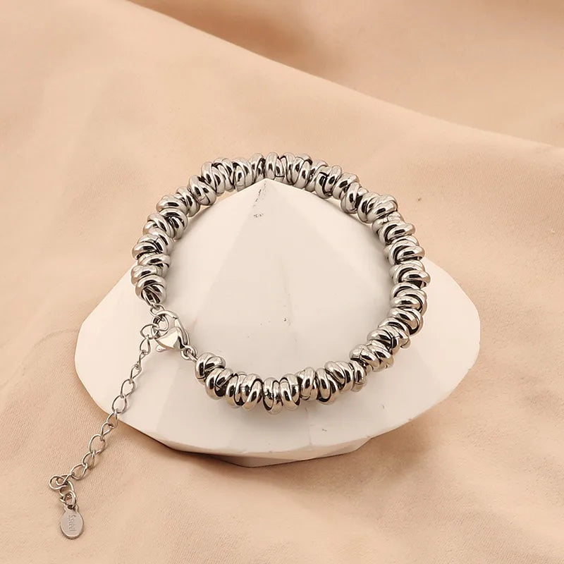 Basic Solid Color Titanium Steel 18K Gold Plated Bracelets In Bulk