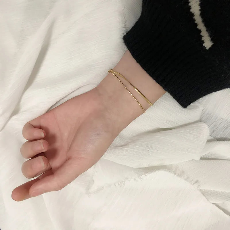 Simple Style 304 Stainless Steel 18K Gold Plated Bracelets In Bulk