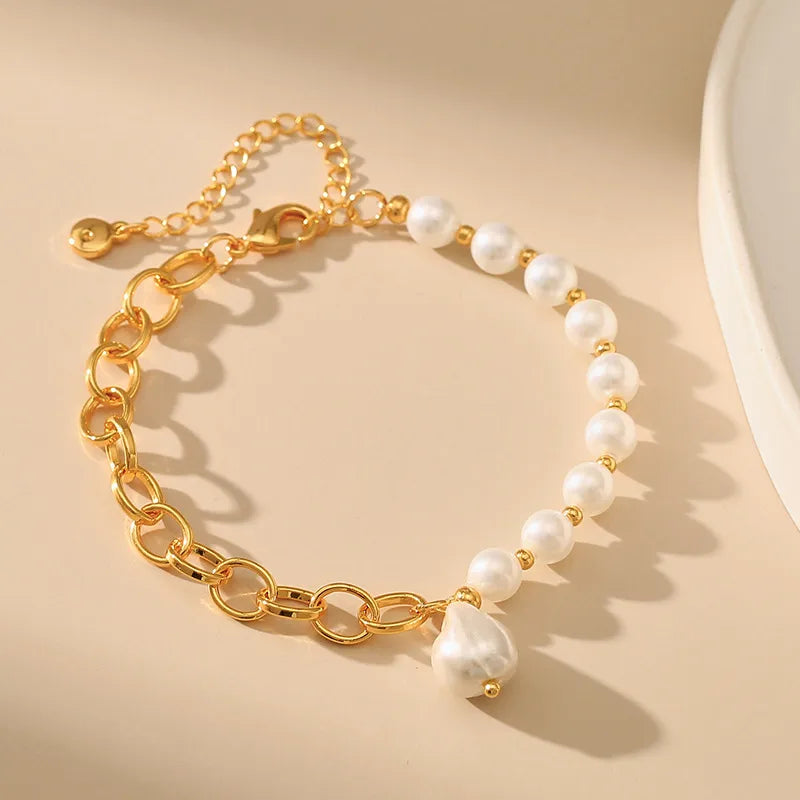 sweet water droplets imitation pearl copper plating 18k gold plated bracelets