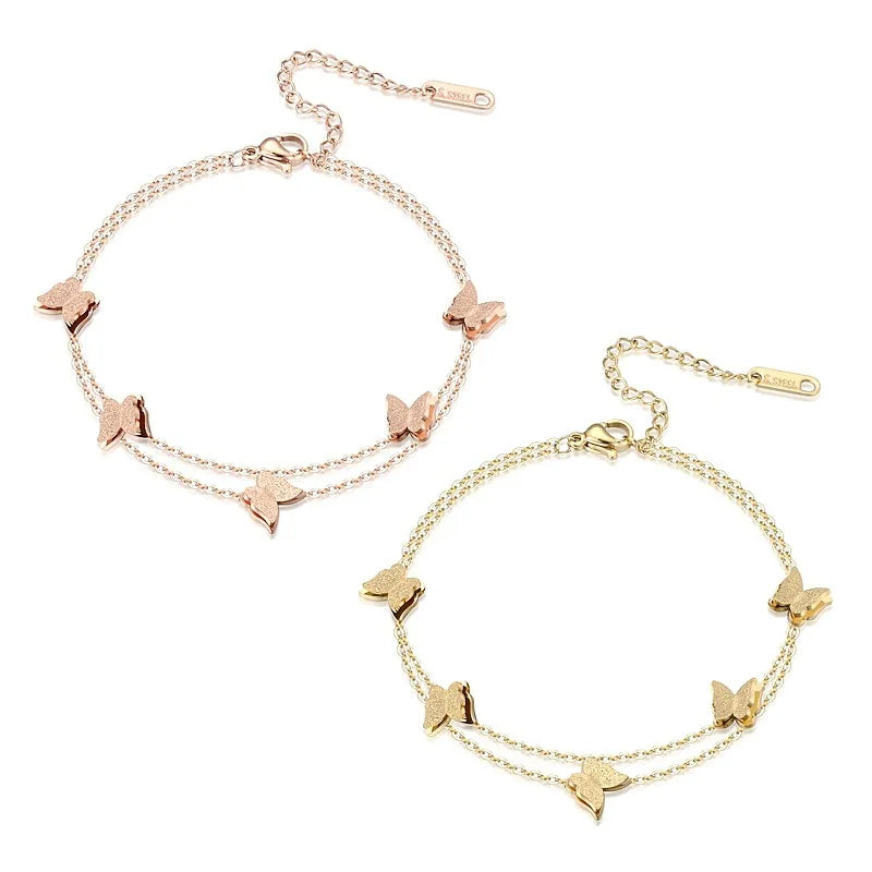 Sweet Butterfly Titanium Steel 18K Gold Plated Bracelets In Bulk