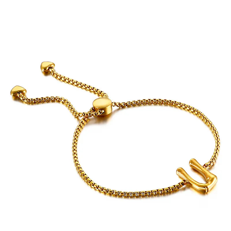 Letter Titanium Steel 18K Gold Plated Bracelets In Bulk