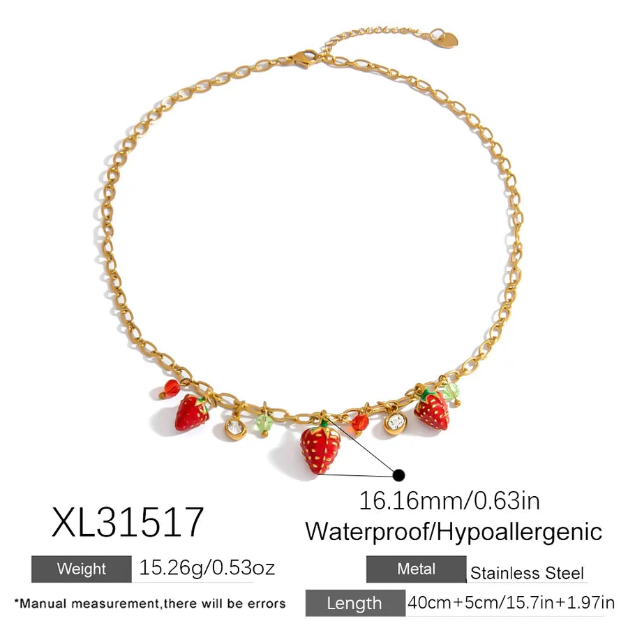 Sweet Cherry 304 Stainless Steel 18K Gold Plated  Bracelets In Bulk