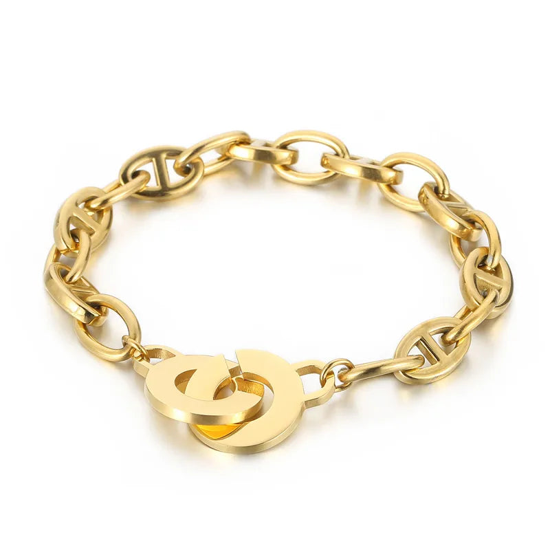 Simple Style Geometric Titanium Steel 18K Gold Plated Bracelets In Bulk