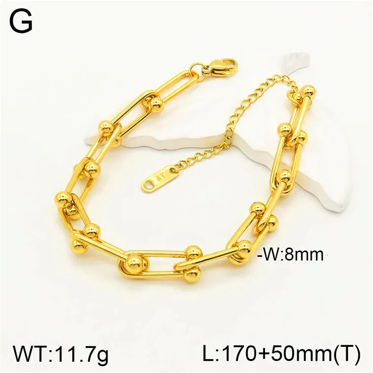 Casual Elegant U Shape 304 Stainless Steel 18K Gold Plated Bracelets In Bulk