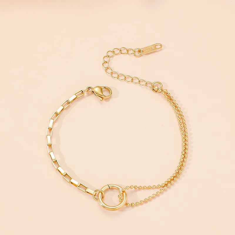 Artistic Circle Titanium Steel 18K Gold Plated Bracelets In Bulk