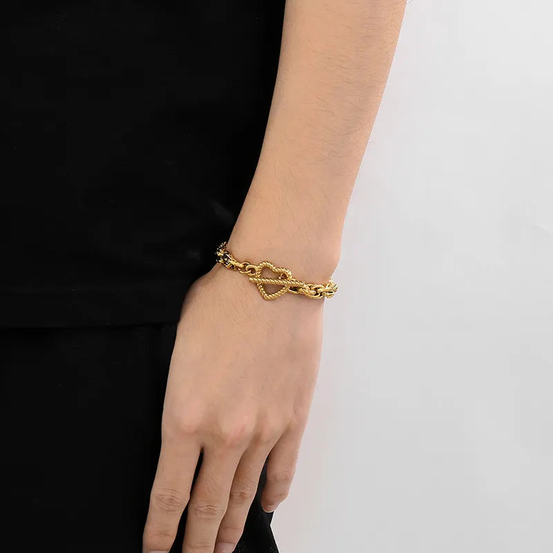 Simple Style Heart Shape Stainless Steel 18K Gold Plated Bracelets In Bulk