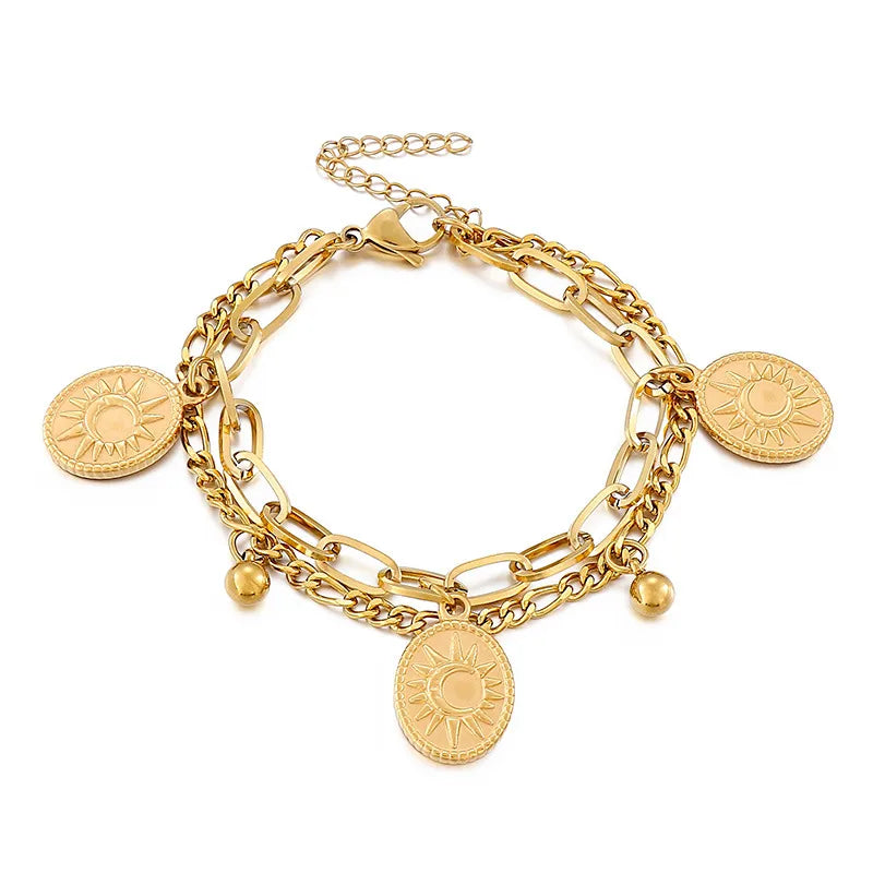 Fashion Geometric Titanium Steel 18K Gold Plated Bracelets In Bulk