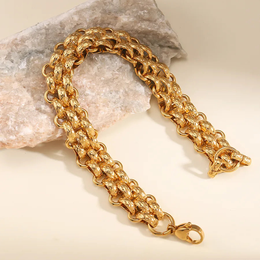 Simple Style Geometric 201 Stainless Steel 18K Gold Plated Bracelets In Bulk