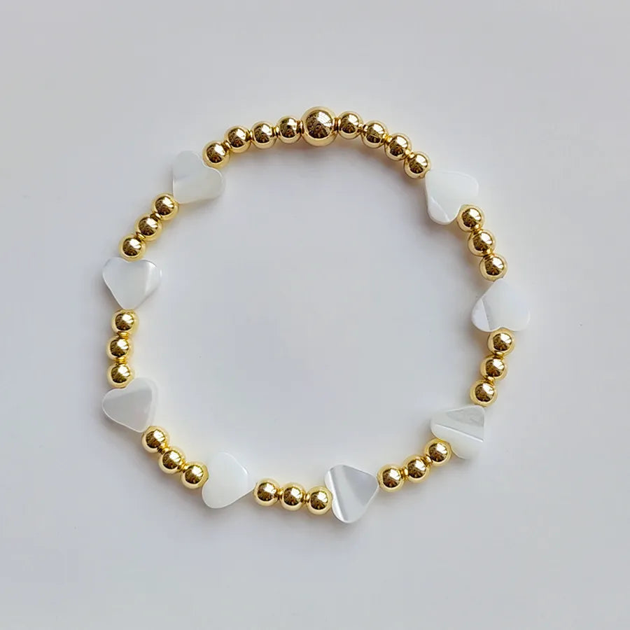 ins style heart shape shell copper plating 18k gold plated bracelets