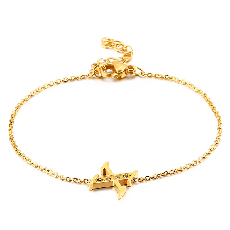 Fashion Letter Titanium Steel 18K Gold Plated Bracelets In Bulk