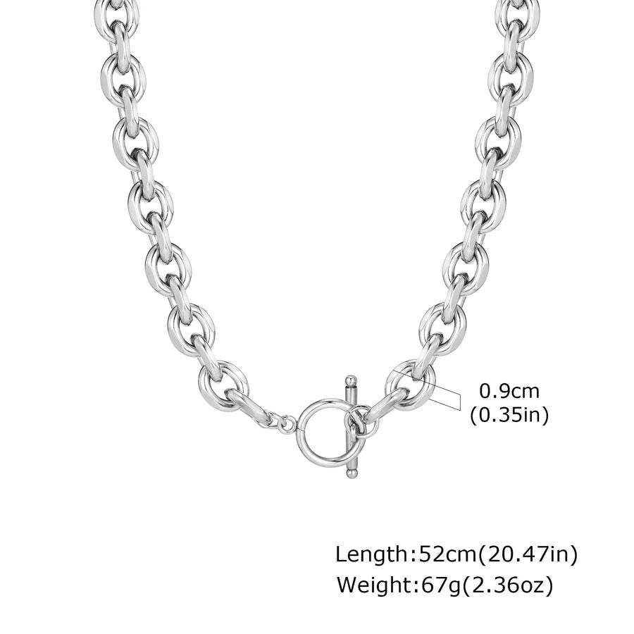 Unisex Stainless Steel Thick Necklace OT Buckle Neutral Style Women's Fashion Jewelry Accessory NC-1939 Hip Hop Themed