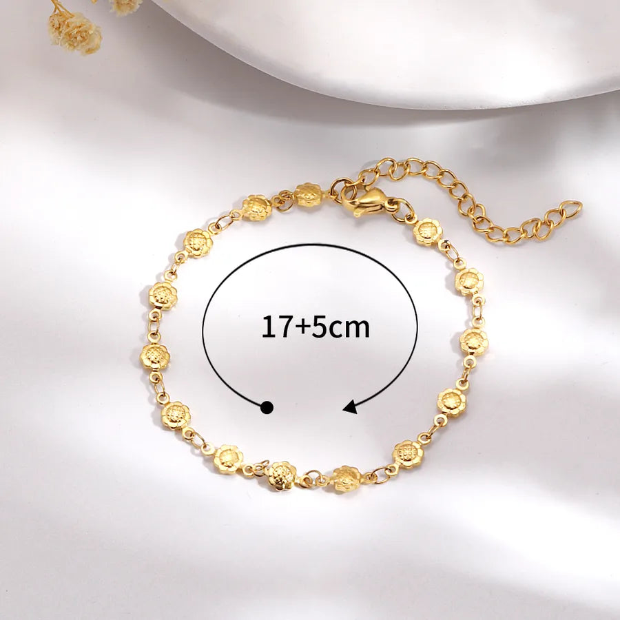 Sweet Heart Shape 201 Stainless Steel 18K Gold Plated Bracelets In Bulk