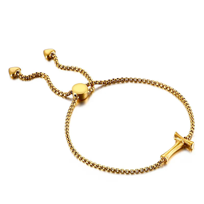 Letter Titanium Steel 18K Gold Plated Bracelets In Bulk
