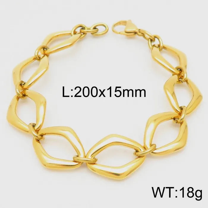 Rock Geometric Titanium Steel 18K Gold Plated Bracelets In Bulk