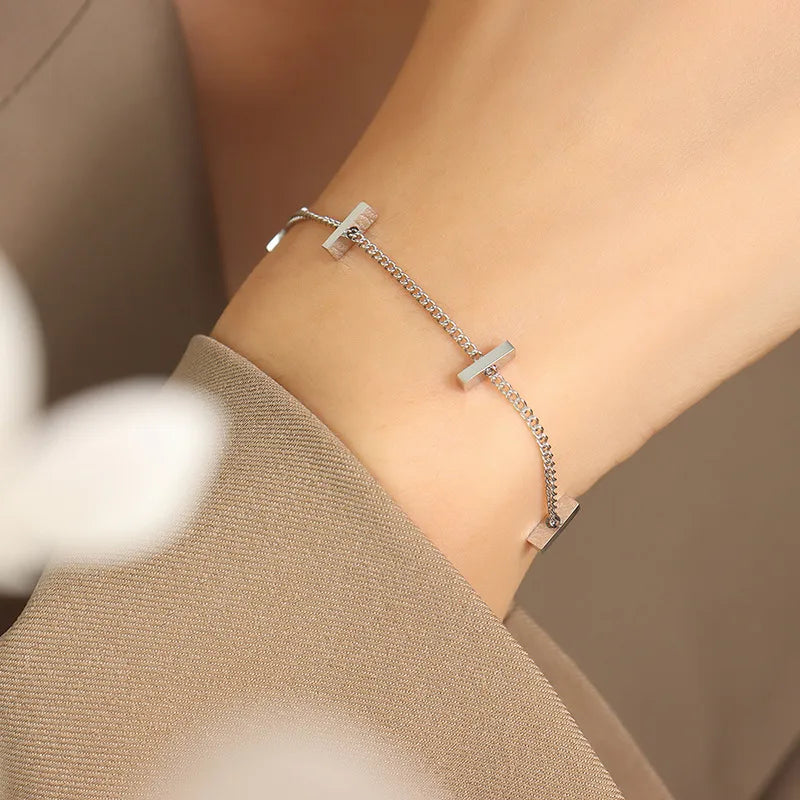 Simple Style Square 304 Stainless Steel 18K Gold Plated Bracelets In Bulk