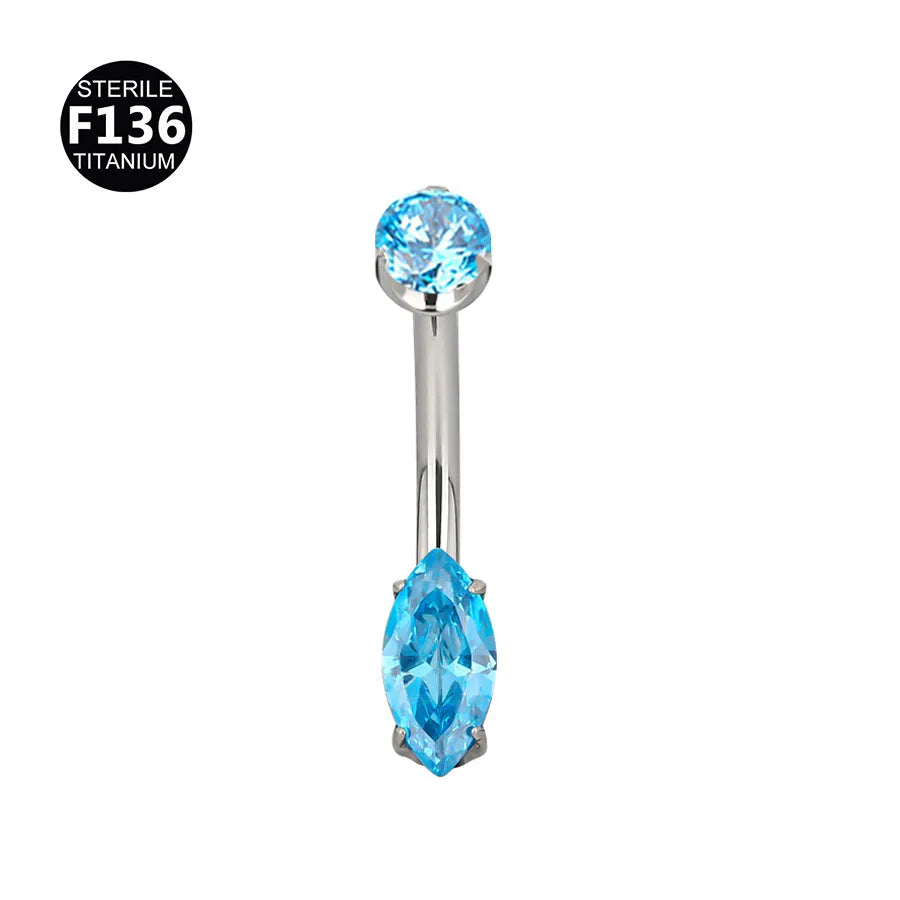 Gold Titanium Navel Piercing Belly Button Ring Screw Innel Thread Design Eye Shape Fashionable Body Jewelry For Men And Women