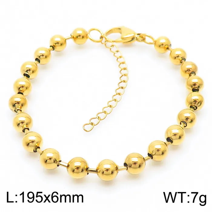 Simple Style Round Stainless Steel 18K Gold Plated Bracelets In Bulk