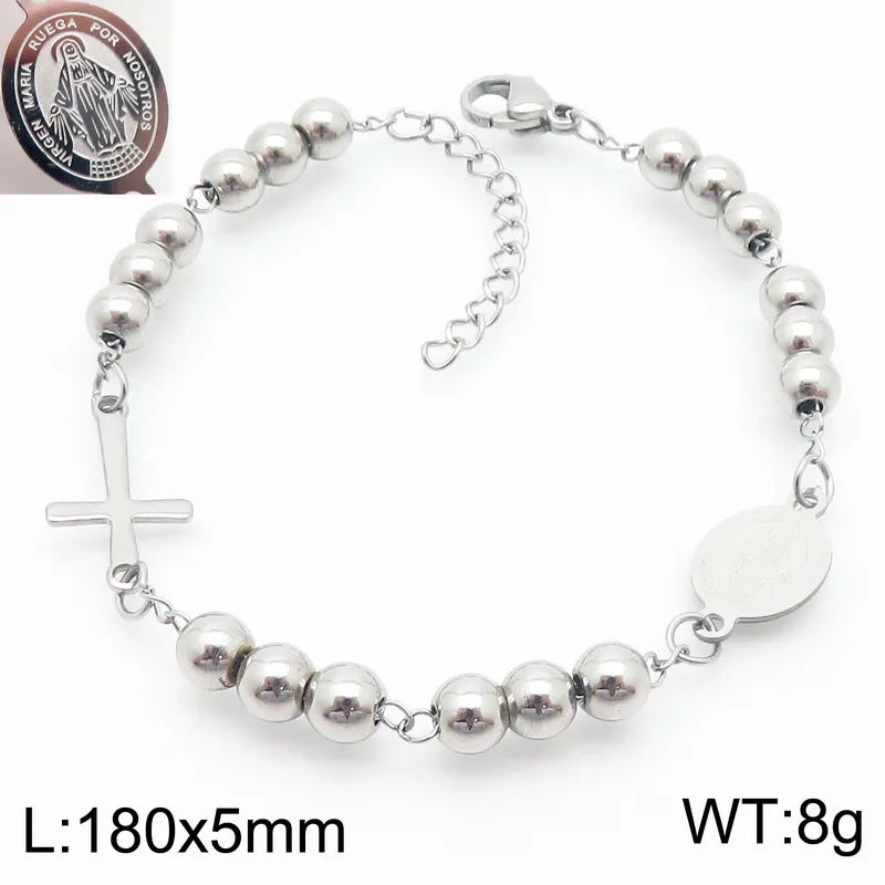 Basic Streetwear Cross Stainless Steel 18K Gold Plated Bracelets In Bulk