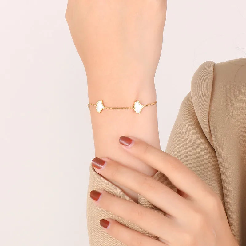 Basic Ginkgo Leaf Stainless Steel 18K Gold Plated Bracelets In Bulk