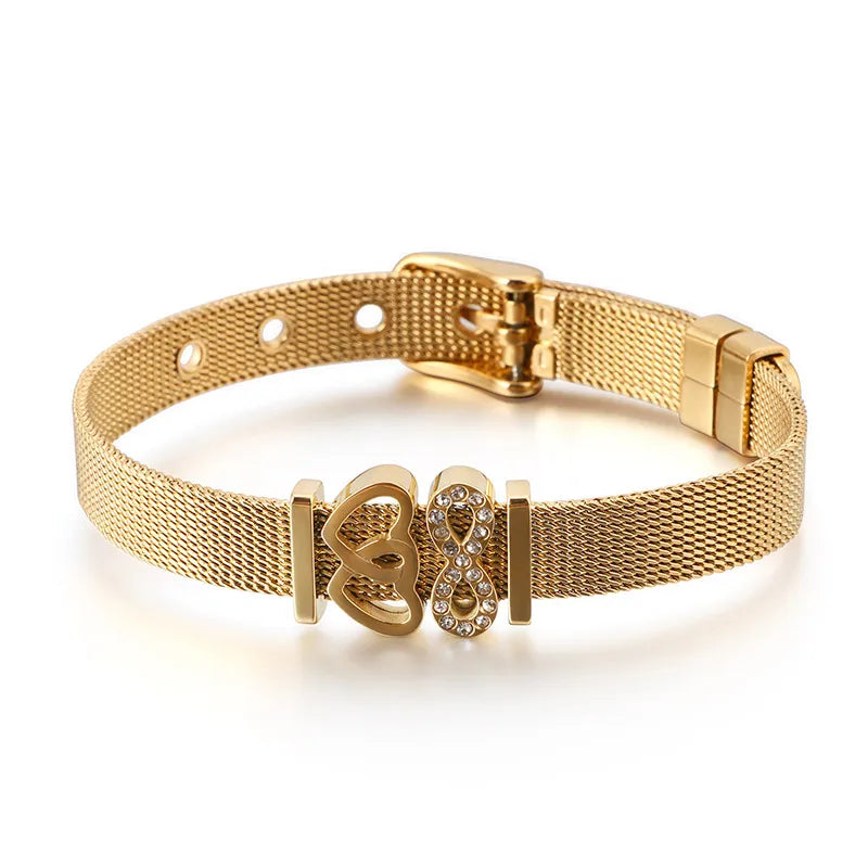 Korean Style Heart Titanium Steel 18K Gold Plated Bracelets In Bulk