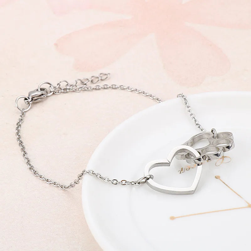Fashion Heart Titanium Steel 18K Gold Plated Bracelets In Bulk