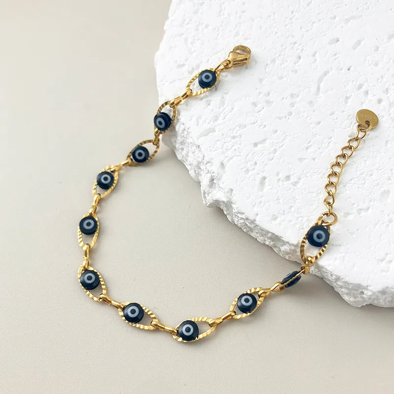 Vacation Devil's Eye 304 Stainless Steel 14K Gold Plated Bracelets In Bulk