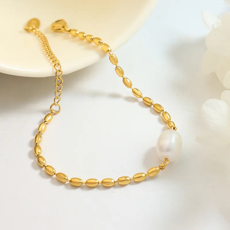 Fashion Solid Color 304 Stainless Steel 18K Gold Plated Bracelets In Bulk