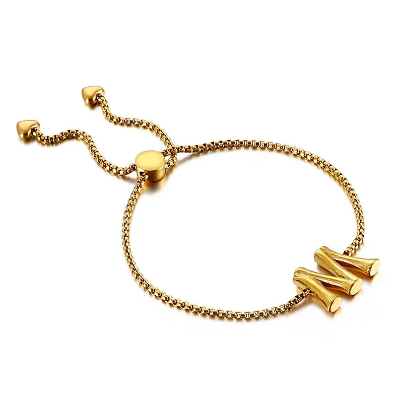 Letter Titanium Steel 18K Gold Plated Bracelets In Bulk