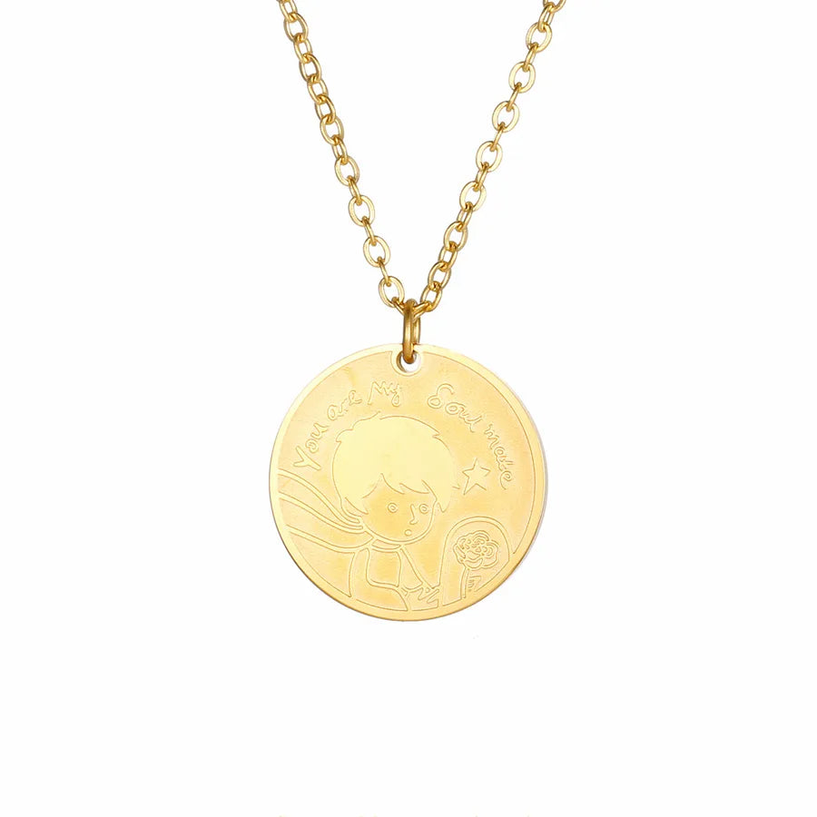 304 Stainless Steel 18K Gold Plated Hip-Hop Plating Cartoon Character Pendant Necklace