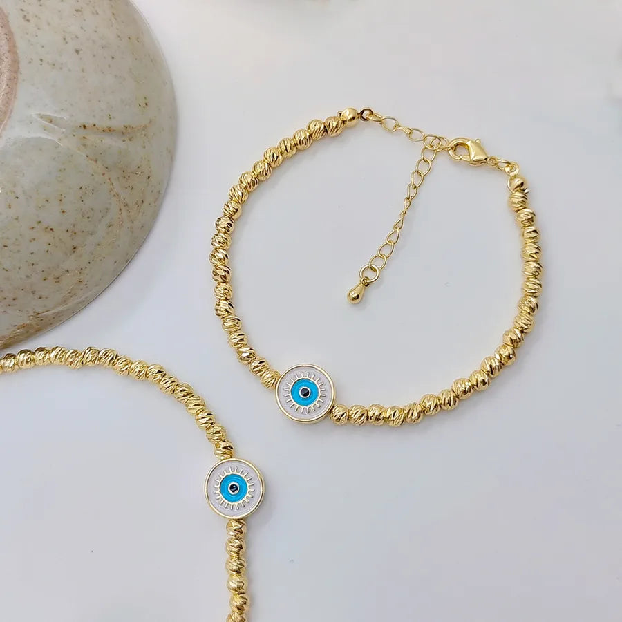 ig style casual devil's eye copper 18k gold plated bracelets in bulk
