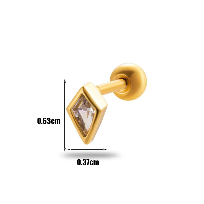 1 Piece Ear Cartilage Rings & Studs Simple Style Geometric 316L Stainless Steel  Copper Plating Inlay Zircon