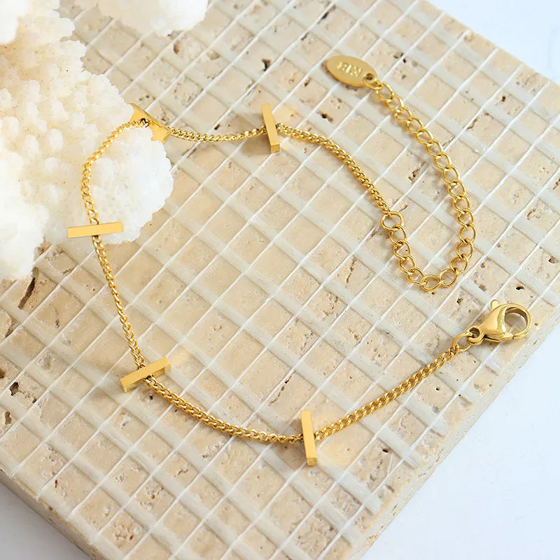 Simple Style Square 304 Stainless Steel 18K Gold Plated Bracelets In Bulk