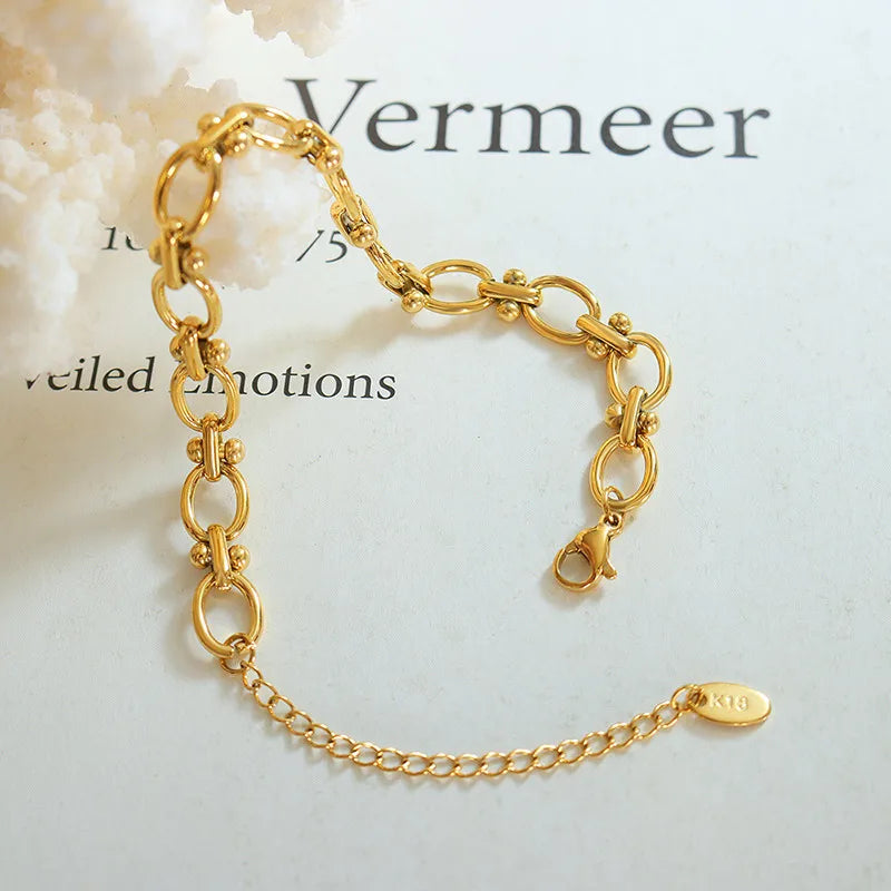 Simple Style Geometric Titanium Steel 18K Gold Plated Bracelets In Bulk