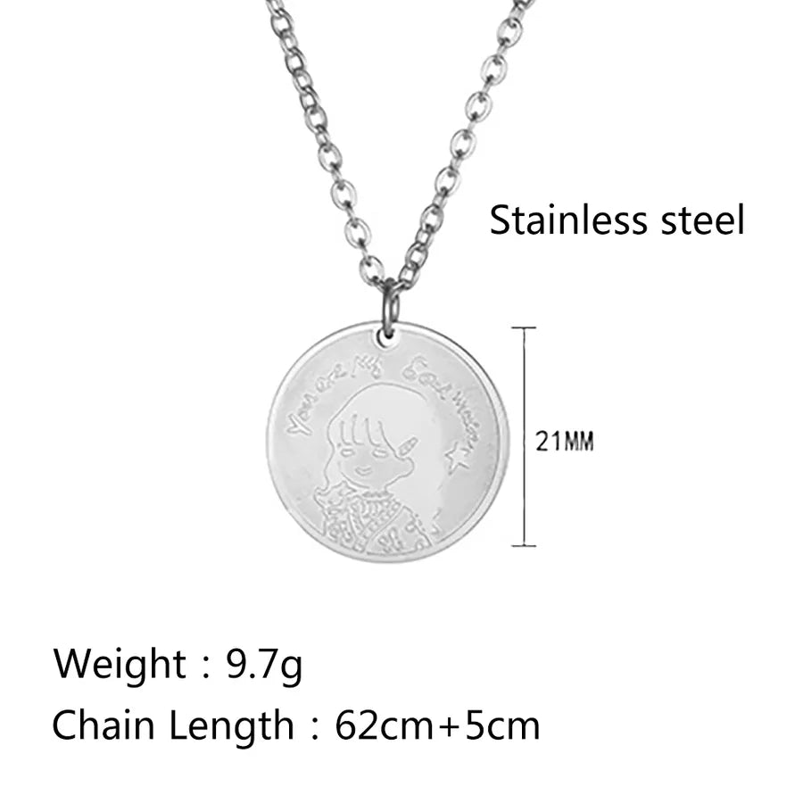 304 Stainless Steel 18K Gold Plated Hip-Hop Plating Cartoon Character Pendant Necklace