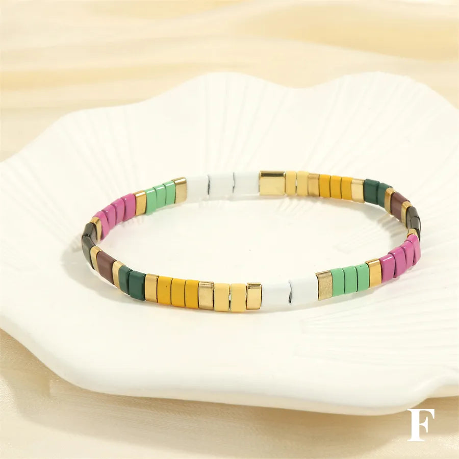 beach square copper beaded 18k gold plated bracelets