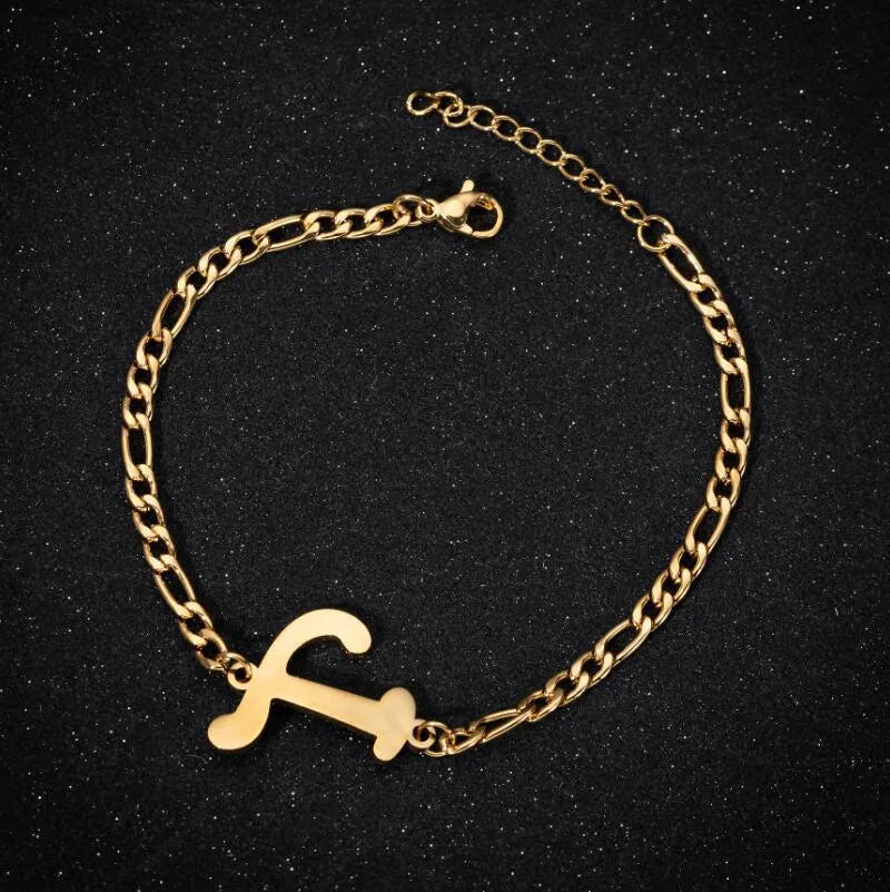 Fashion Letter 201 Stainless Steel 18K Gold Plated Bracelets In Bulk