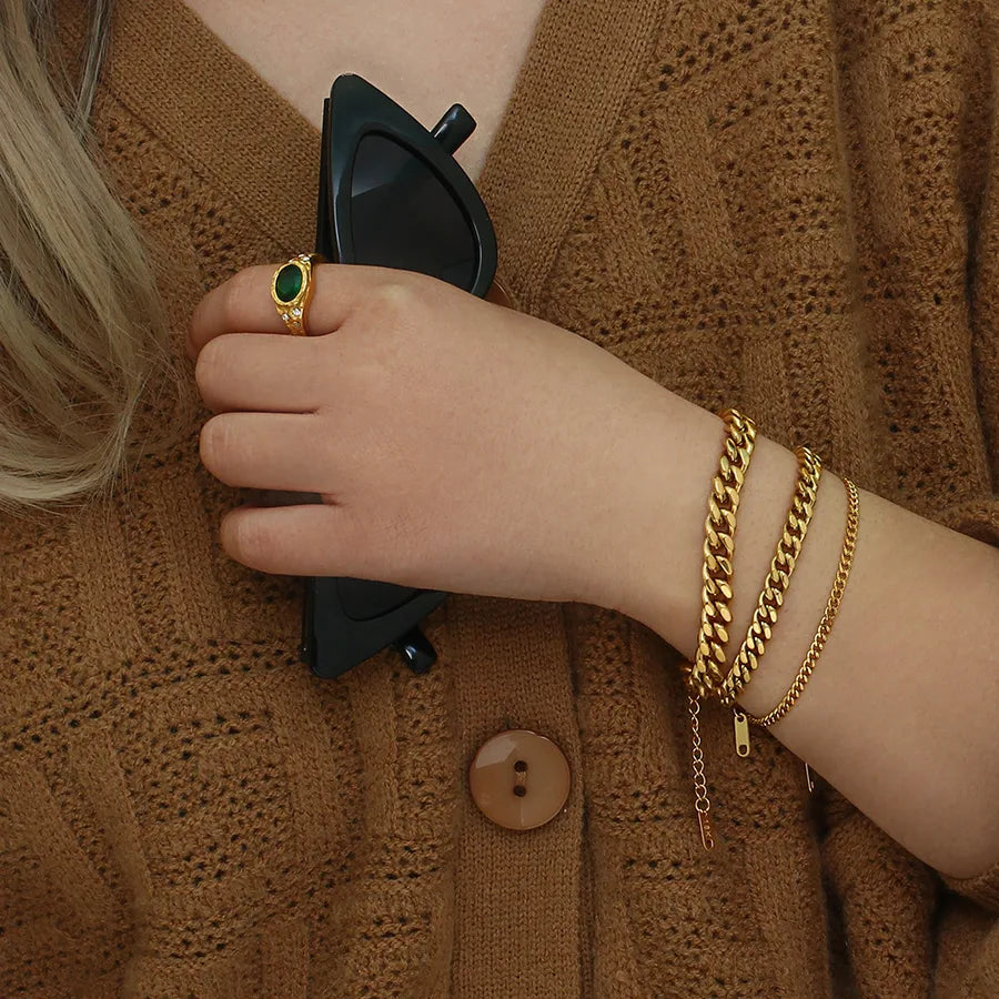 Fashion Geometric 304 Stainless Steel 18K Gold Plated Bracelets In Bulk