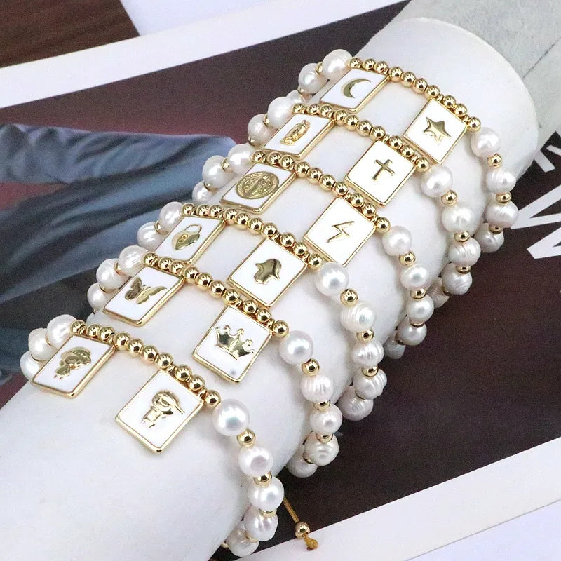 elegant cross star copper 18k gold plated bracelets in bulk