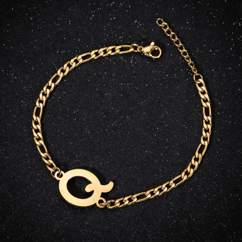 Fashion Letter 201 Stainless Steel 18K Gold Plated Bracelets In Bulk