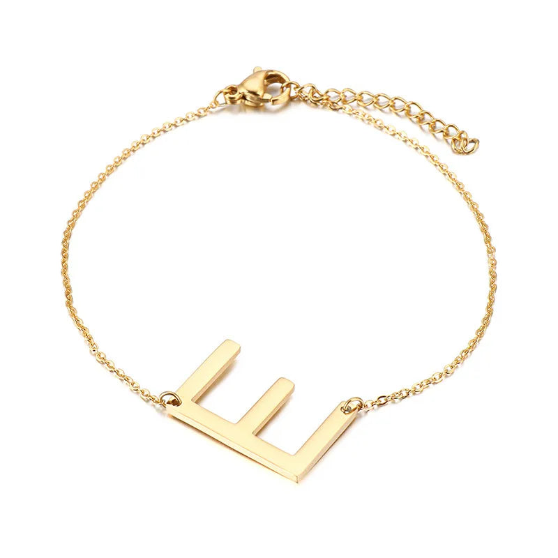 Fashion Letter Titanium Steel 18K Gold Plated Bracelets In Bulk
