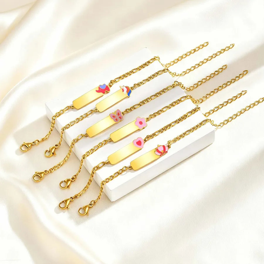 Basic Car Heart Shape Crown 304 Stainless Steel 18K Gold Plated Bracelets In Bulk