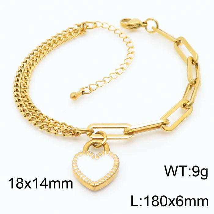 Elegant Heart Shape Titanium Steel 18K Gold Plated Bracelets In Bulk