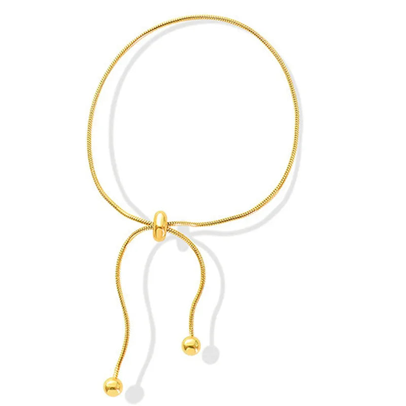 simple style solid color stainless steel 14k gold plated bracelets in bulk