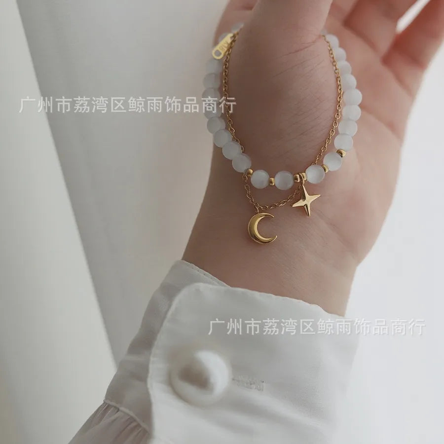 Vintage Style Star 304 Stainless Steel 18K Gold Plated Bracelets In Bulk