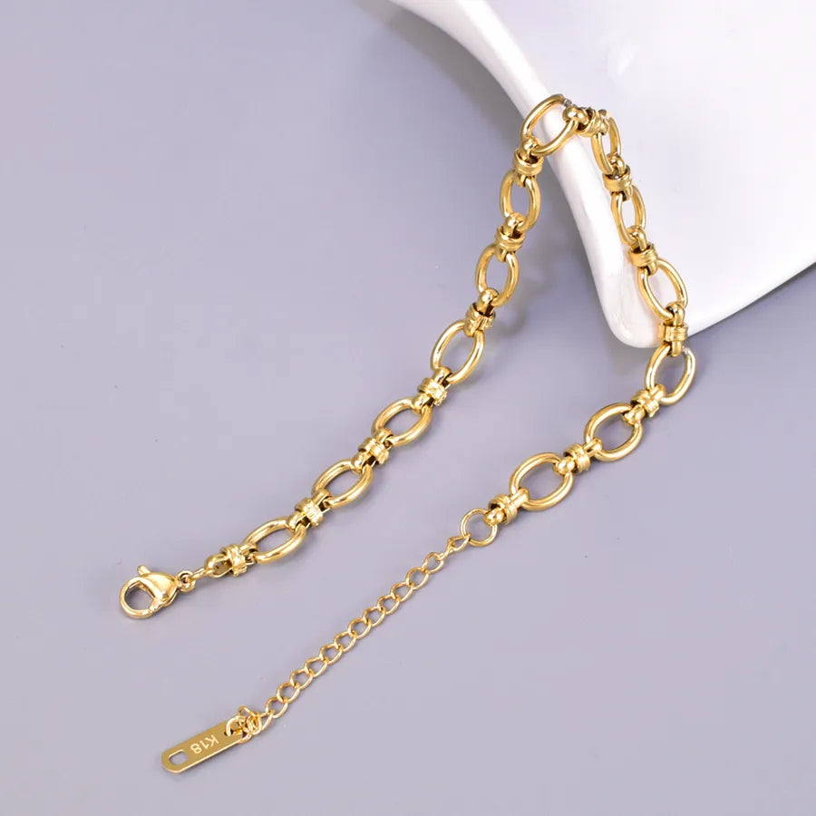 Elegant Simple Style Geometric 304 Stainless Steel 18K Gold Plated  Bracelets In Bulk