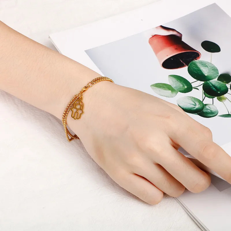 Fashion Letter Titanium Steel 18K Gold Plated Bracelets In Bulk