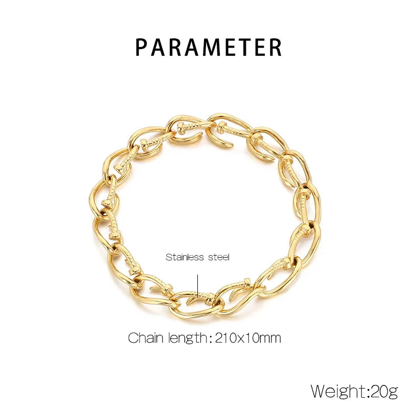 Vintage Style Geometric 304 Stainless Steel 18K Gold Plated Bracelets In Bulk