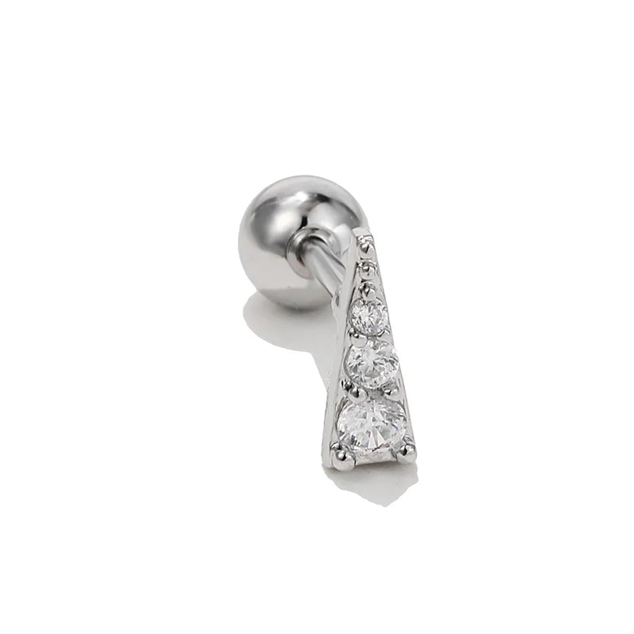 simple style triangle geometric brass zircon cartilage earrings